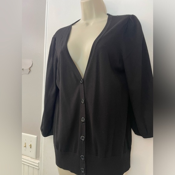 Halogen Women’s Black Button-Front Cardigan Sweater, Size Large - Picture 2 of 9